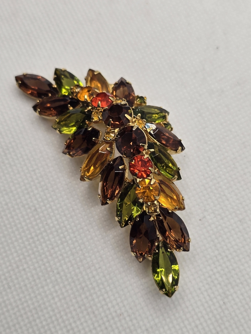Vintage Juliana Fall Leaf Brooch Large 3D Glowy Verified 1950s 1960s